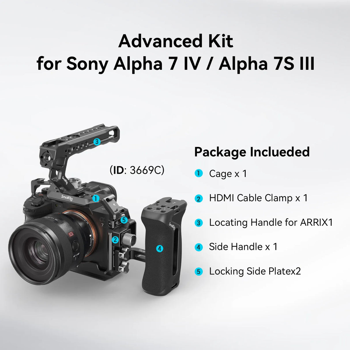 Kit gabbia avanzato per Sony Alpha 7R V / Alpha 7 IV / Alpha 7S III 3669 - Cavone Lux Pro