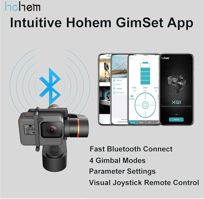 Hohem XG1 stabilizzatore action cam GoPro Hero 7/6/5/4/3, for SJCAM, for YI Cam 4K, APP Control (MTB and Wireless) - Cavone Lux Pro