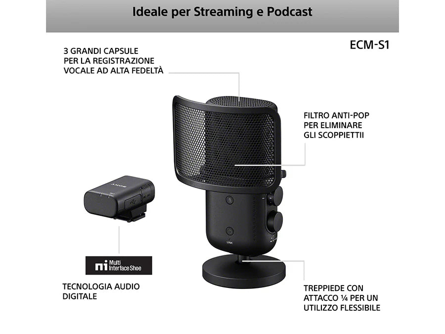 Sony ECM-S1 per Streamer e Podcaster - Cavone Lux Pro
