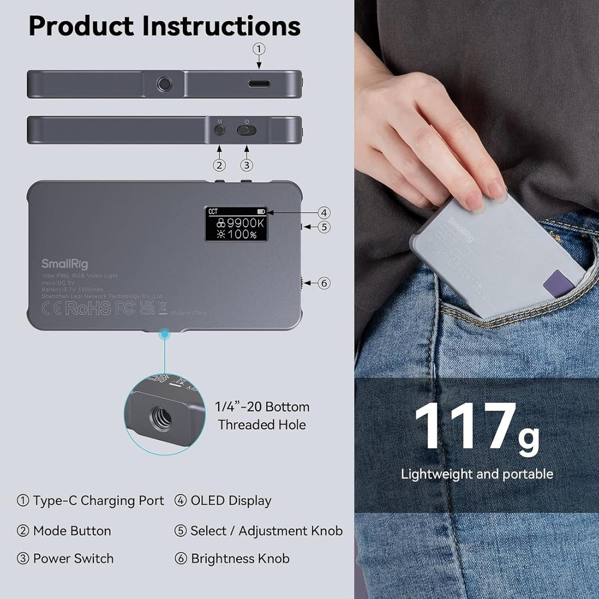 SmallRig Vibe P96L RGB Video Light 3489B - Cavone Lux Pro