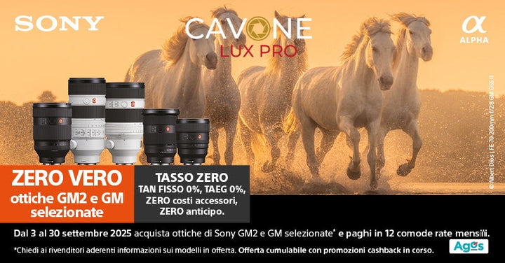 SONY TASSO ZERO OTTICHE GM E GM2 FINO AL 30 SETTEMBRE 2025