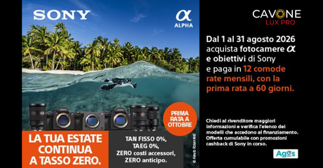 SONY TASSO ZERO FINO AL 31 AGOSTO 2026