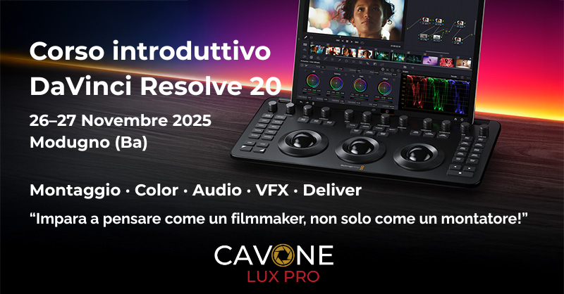 CORSO INTRODUTTIVO DAVINCI RESOLVE A MODUGNO (BA)