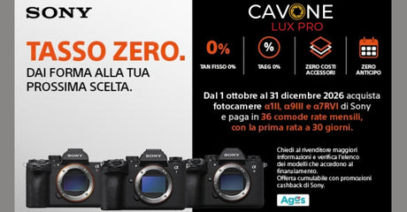 Tasso Zero 36 Rate su α1 II, α9 III e α7R VI | Cavone Lux Pro