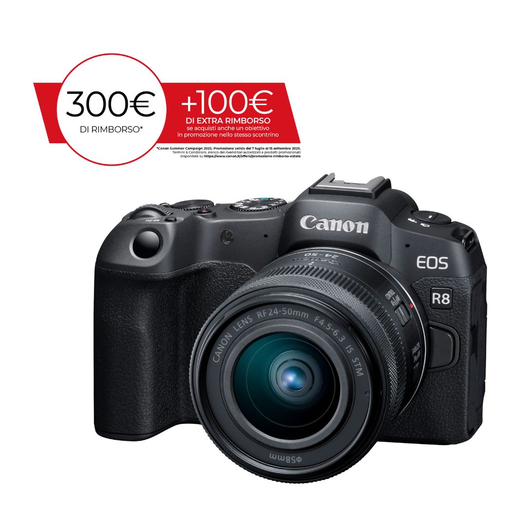 Canon Eos R8 +RF 24-50MM F4.5-6.3 IS STM - Garanzia Ufficiale Canon