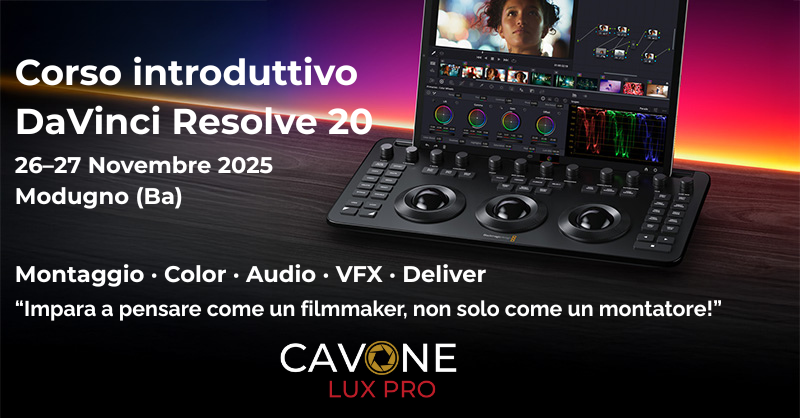 CORSO INTRODUTTIVO DAVINCI RESOLVE 20 - 26/27 Novembre 2025