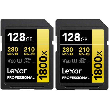 Lexar 128GB SDXC Pro 1800x U3 UHS-II R280/W210 (V60) X2