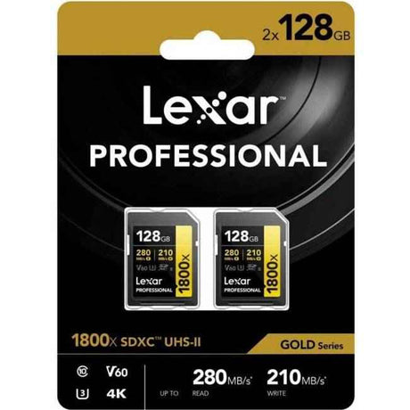 Lexar 128GB SDXC Pro 1800x U3 UHS-II R280/W210 (V60) X2