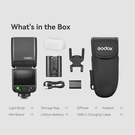 Godox V480S TTL Flash a slitta Compatto con Batteria a Litio per Sony