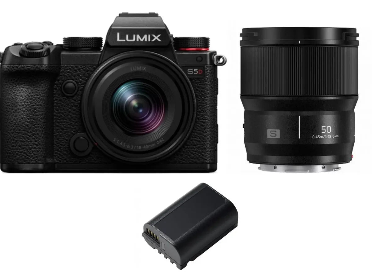 Panasonic Lumix S5D + 18-40mm F4.5-6.3 + 50mm F1.8 pack - Garanzia ufficiale 4 anni