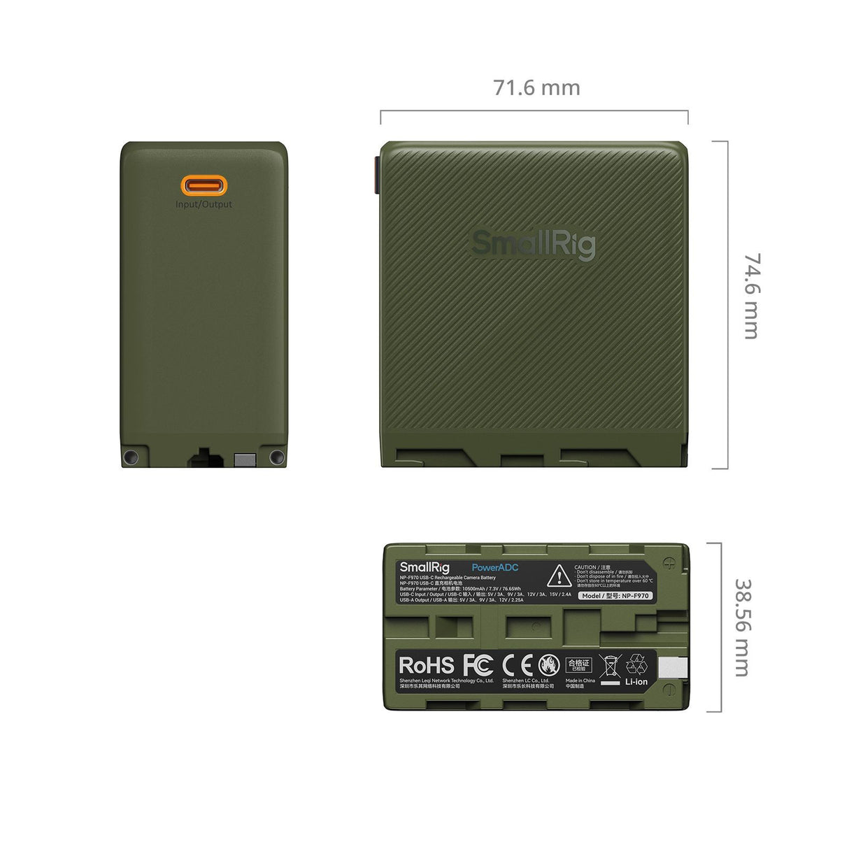 SmallRig NP-F970 USB-C Rechargeable Camera Battery (Green) 4577 - Cavone Lux Pro